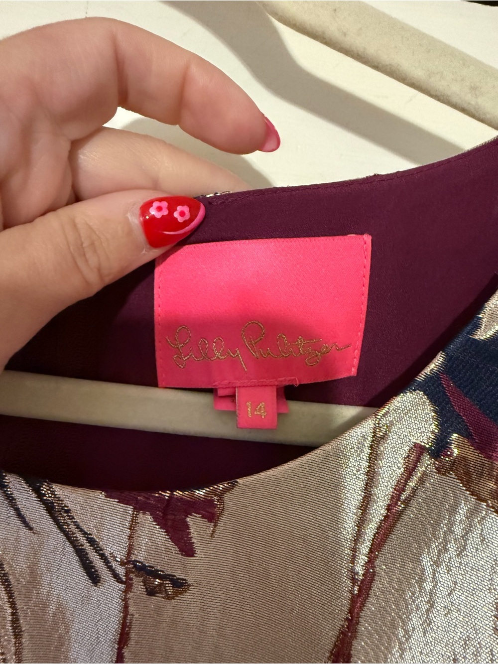 Lilly Pulitzer in Gold with Navy & Plum - Picture 5 of 7